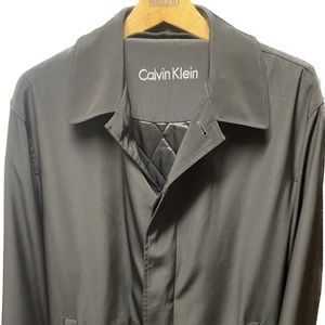 Calvin Klein  Trench Car Black Button Front Mens Sz: 42R / (XL)